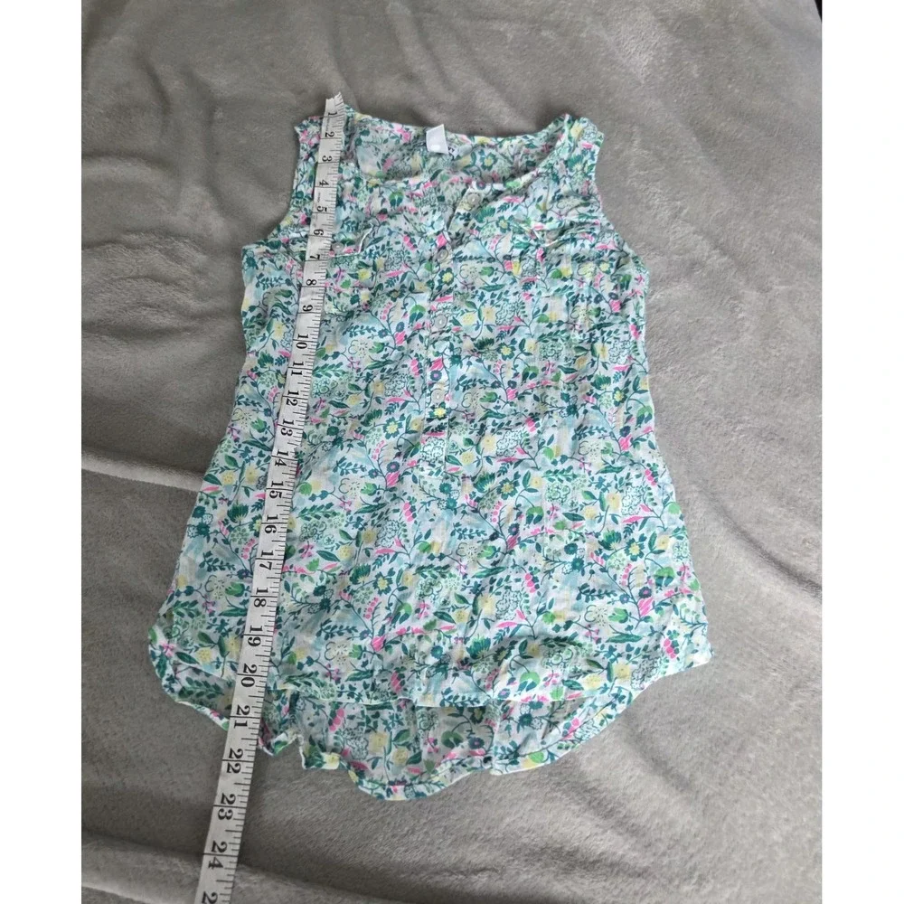 Old Navy Tank Top Girls 10-12 Multicolor Floral Button Front Cotton Summer